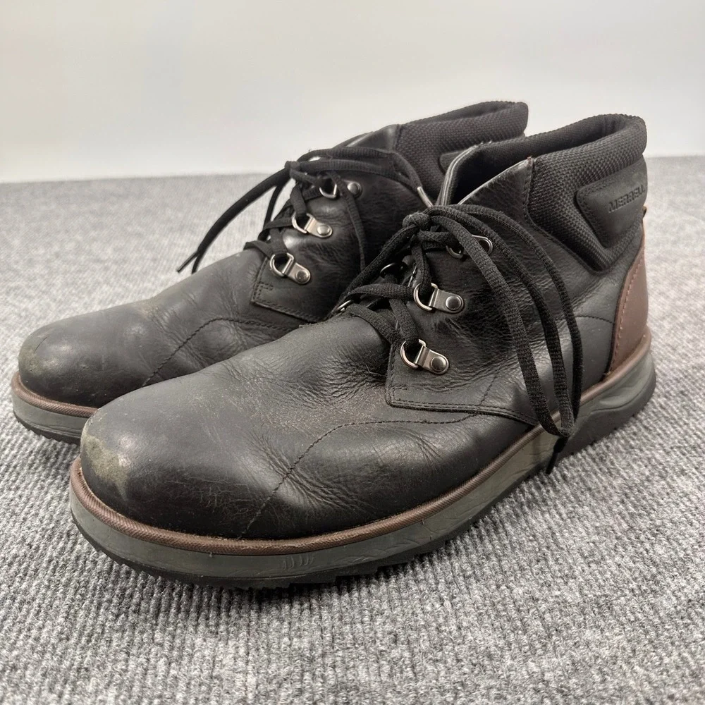 Merrell Black Leather Hiking Mid Boots Select Grip Size 13 J23681 Gorpcore